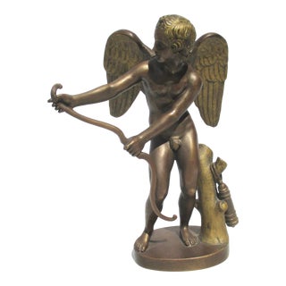 Mid 19th Century Grand Tour Eros Stringing His Bow Figurine Credited to Lysippos 4th Century For Sale