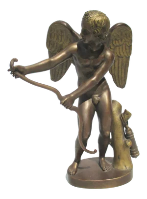 Mid 19th Century Grand Tour Eros Stringing His Bow Figurine Credited to Lysippos 4th Century