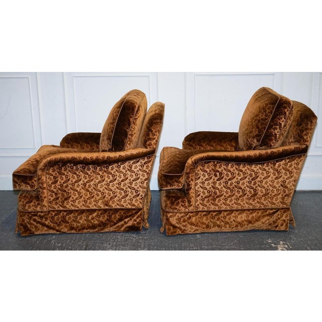 Vintage Bespoke Velvet Connaught Armchairs from Dudgeon London, Set of 2 For Sale - Image 5 of 14