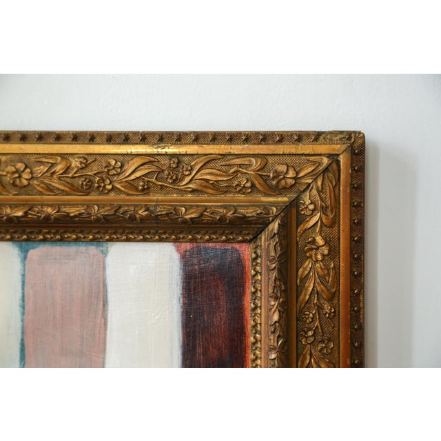 Blue Original Framed Abstract Painting in Antique Gold Bronze Frame For Sale - Image 8 of 13