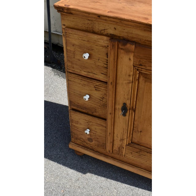 Brown Pine Three Drawer Czech Bread Cupboard For Sale - Image 8 of 14