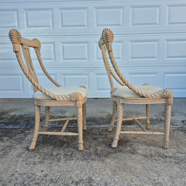 Wood 1980s Napoleon III Carved Wood Rope & Tassel Gondola Side Chairs - A Pair For Sale - Image 7 of 10