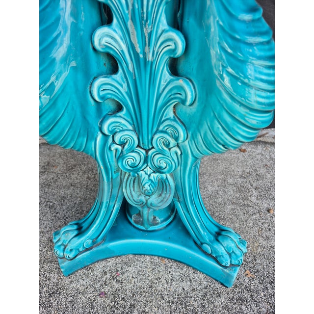 Antique French Glazed Terra Cotta Pedestal With Gargoyles For Sale In West Palm - Image 6 of 6