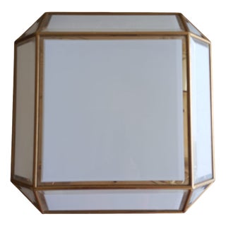 Square Wall Light in White Opaline Glass and Gold Patinated Metal, Italy, 1970s For Sale