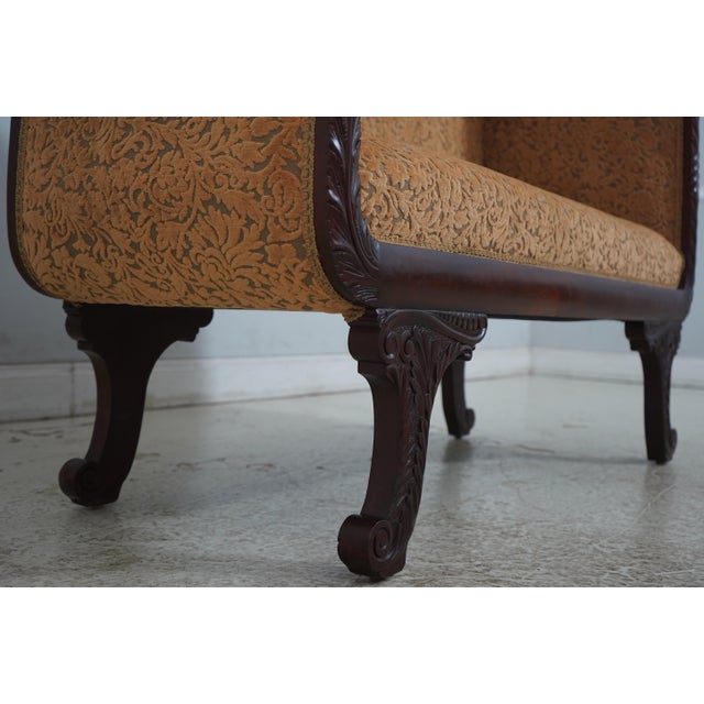 Vintage Victorian Style Mahogany Settee Loveseat W. New Upholstery For Sale - Image 13 of 18