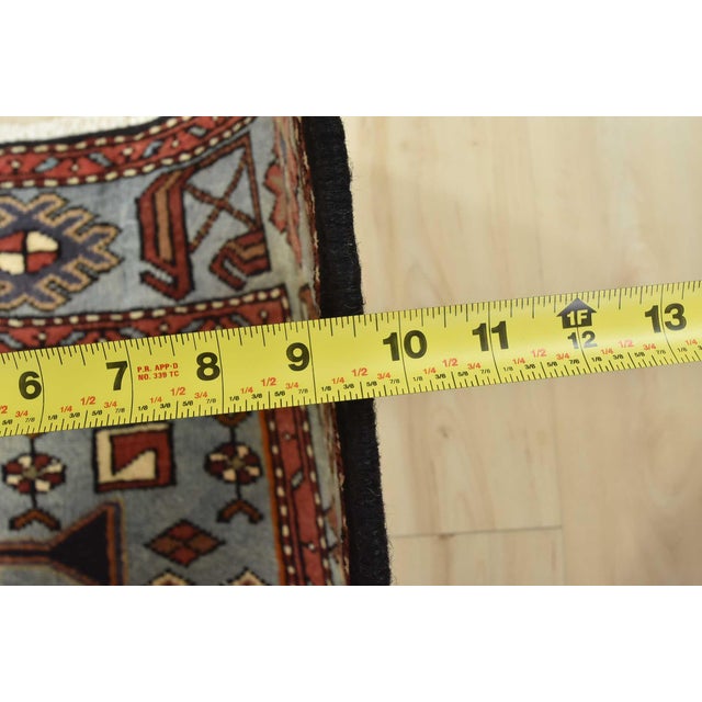 Zanjan Rug 4'5'' X 6'8'' Blue Wool Vintage Tribal Hand-Knotted Oriental Carpet For Sale - Image 13 of 15