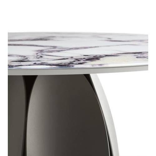 Metal Tulipano Trinity White Glass Dining Table by Morica Design For Sale - Image 7 of 8