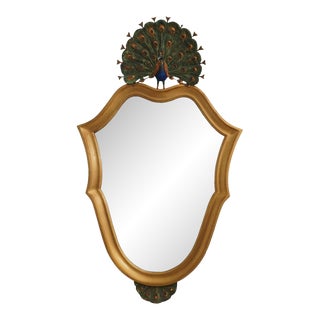 Carvers Guild Gold Frame Peacock Decorator Mirror For Sale