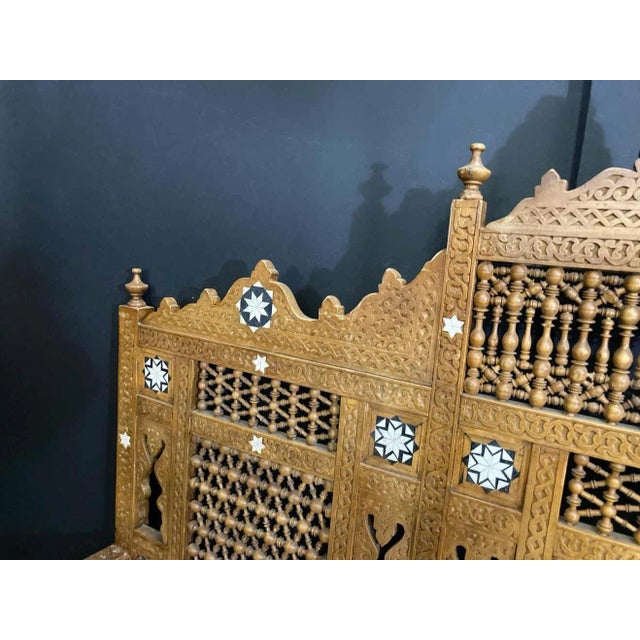 Fabulous one of a kind Moorish Middle Eastern, handcrafted Settee, finely hand-carved and inlaid. Nice Egyptian musharabie...