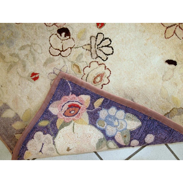 1900s handmade antique American Primitive Hooked rug 2.5' x 4.5' For Sale - Image 9 of 11