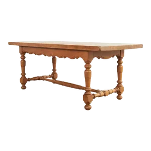 Country French Provincial Oak Farmhouse Trestle Dining Table