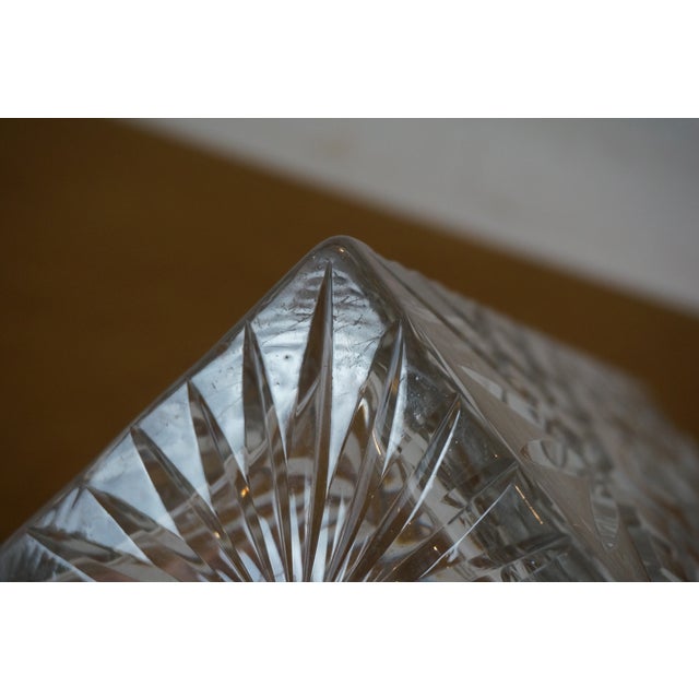 Set of 2 Vintage Square Cut Crystal Flower Vases Thumbprint For Sale - Image 10 of 11