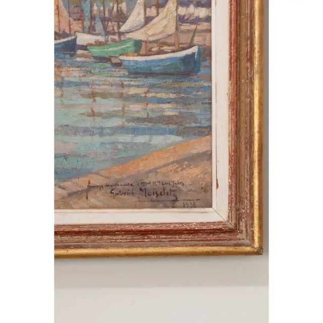 French Vintage Framed Seaside Oil Painting For Sale - Image 10 of 10