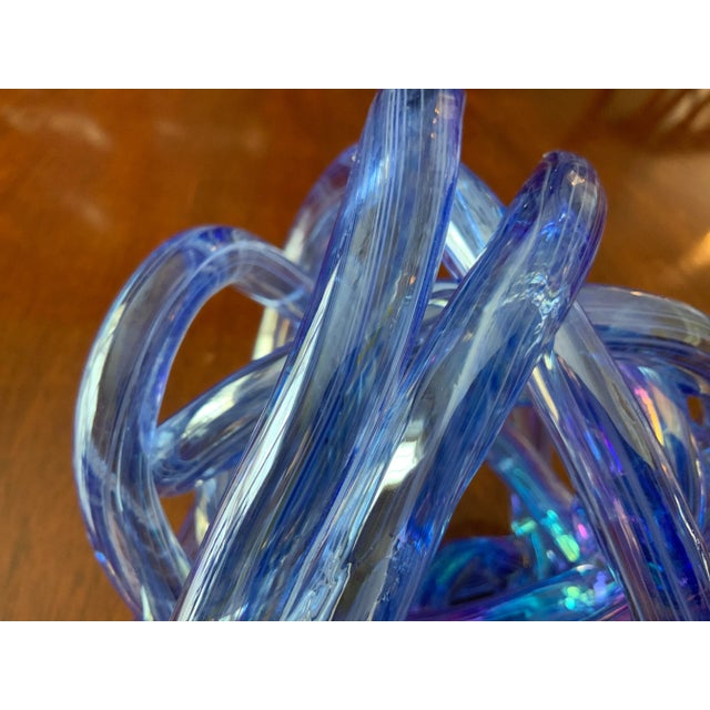 Marano Style Hand Blown Light Blue Glass Knot For Sale In Chicago - Image 6 of 6