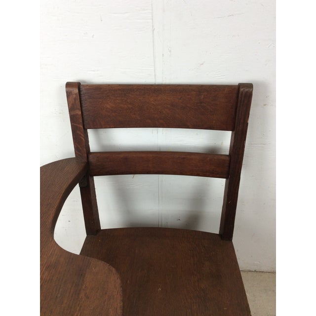 Antique Oak School Desk Chair With Writing Table and Under Seat Storage For Sale - Image 10 of 16