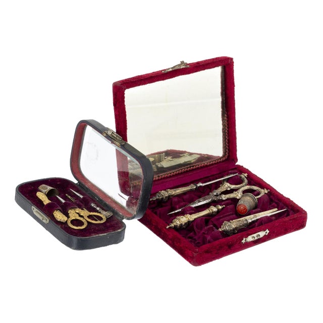 Silver Sewing Cases 19th Century, Set of 2 For Sale