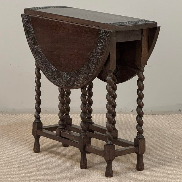Coffee 19th Century English Oak Gateleg Drop Leaf Occasional Table For Sale - Image 8 of 18