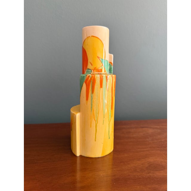 Clarice Cliff Clarice Cliff Bizarre Tube Vase, in Delicia Citrus Pattern, Printed Bizarre Marks Under For Sale - Image 4 of 7