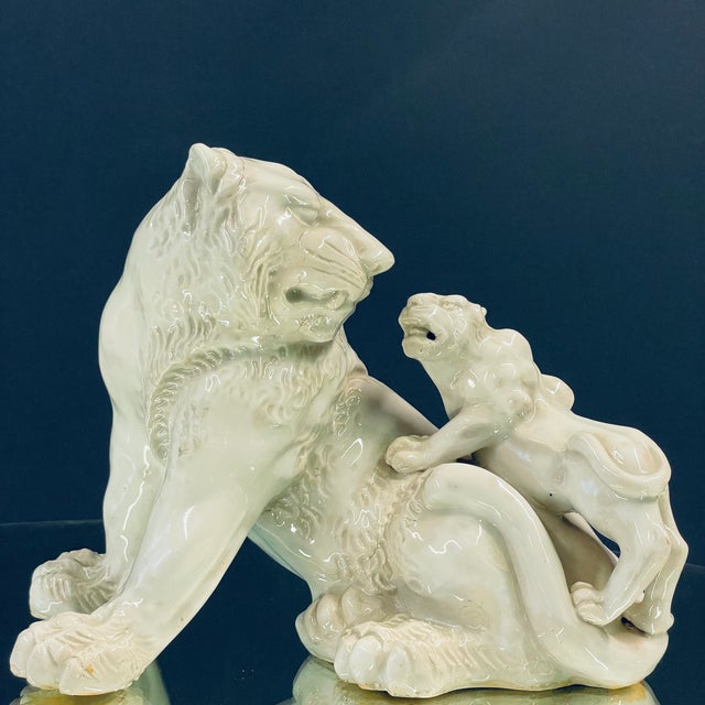 Porcelain Lion Sculpture, 1800s For Sale - Image 5 of 16