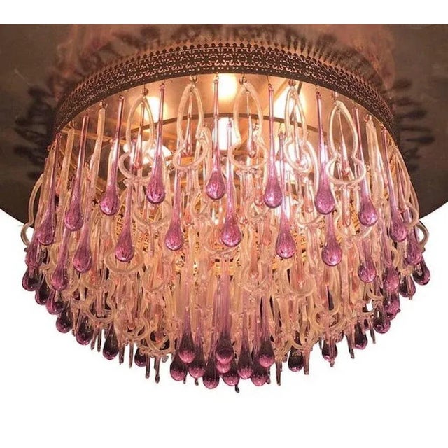 Metal Chandelier in the style of Barovier & Toso, 1960s For Sale - Image 7 of 13