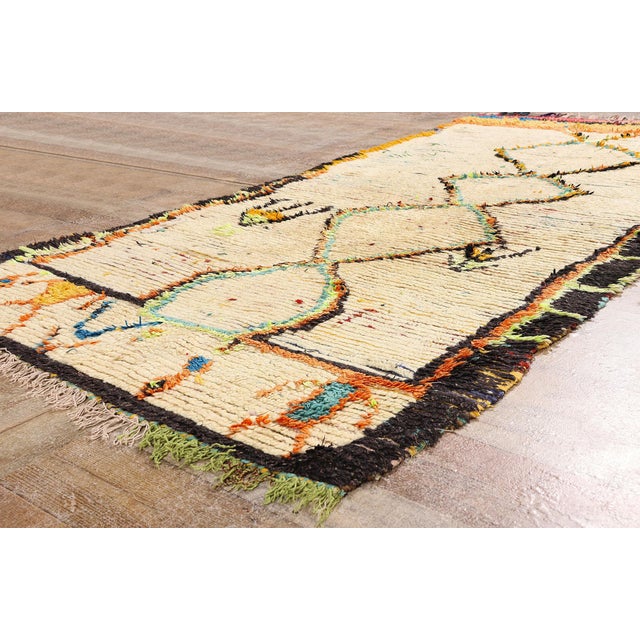 Beige Vintage Azilal Boucherouite Moroccan Rug, 03'11 X 07'10 For Sale - Image 8 of 10