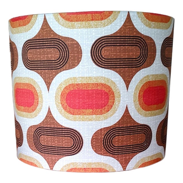 Retro Orange and Brown Handmade Lampshade For Sale