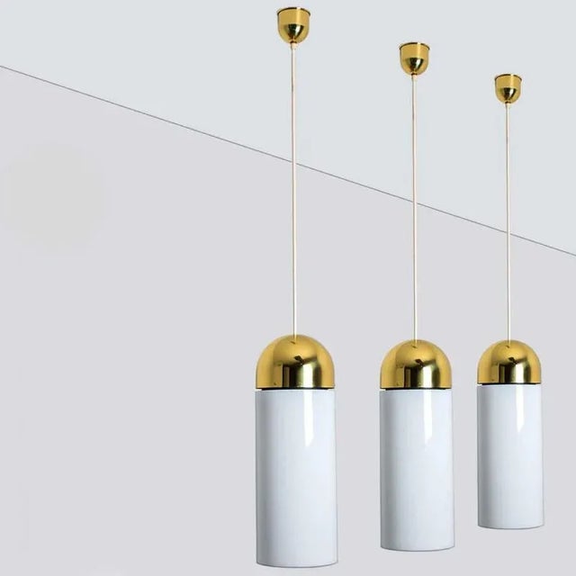 Large Brass Cylinder Pendant Light from Limburg, 1970s For Sale - Image 3 of 15