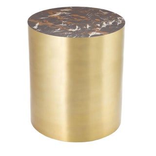 Brass & Marble Conan Drum Table, Large For Sale