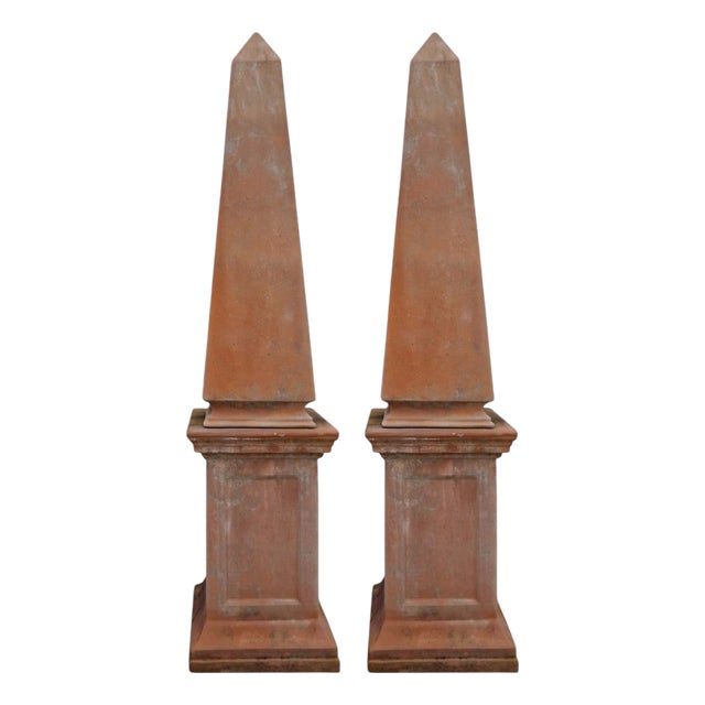Terracotta Pyramids with Base, 1890s, Set of 2 For Sale