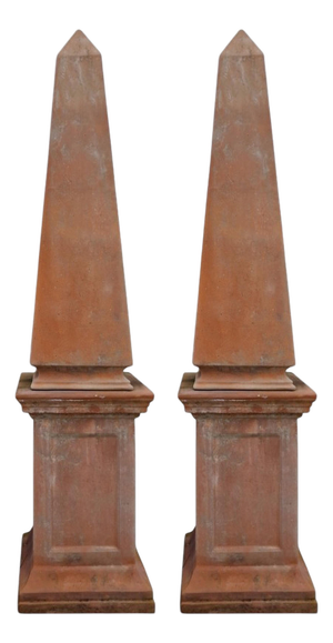 Terracotta Pyramids with Base, 1890s, Set of 2