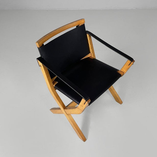 Black Italian Kiu Armchair in Wood and Black Leather from Luxoritalia, 2010s For Sale - Image 8 of 18