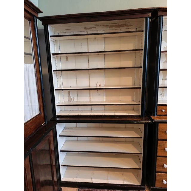 Large Wood Pharmacy Display Cupboard with Drawers, Early 1900s, Set of 4 For Sale - Image 12 of 18