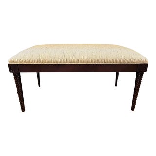 Theodore Alexander Spiral Leg Chartreuse Green Upholstered Bench For Sale
