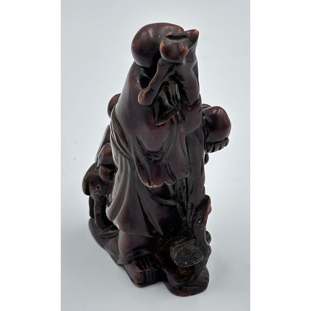 Chinese Antique Chinese Carved Soapstone Shou Deity of Prosperity and Longevity For Sale - Image 3 of 10