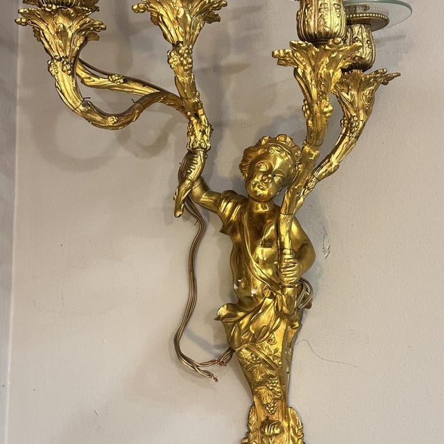 Napoleon III Louis XV Apply Cherub, Ormolú , France, 19th Century For Sale - Image 18 of 18
