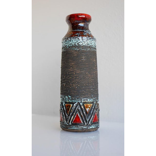 Brown Mid-Century Modern Large Scandinavian Art Pottery Vase in Ceramic from Tilgmans, Sweden For Sale - Image 8 of 9