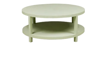Raffia Wrapped Grecian Green Round Two-Layer Coffee Table