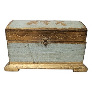 Turquoise and Gilt Italian Trinket Box For Sale