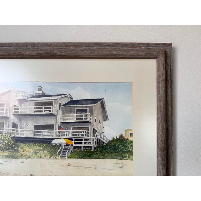 1980’s Helen R. Shick Coastal Florida Beach House Landscape Watercolor on Paper Painting, Framed Under Glass For Sale In Miami - Image 6 of 12