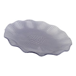 Vintage Mikasa Frosted Glass Plate 1980s Ruffled Lotus Lavender Dinnerware 4748b For Sale