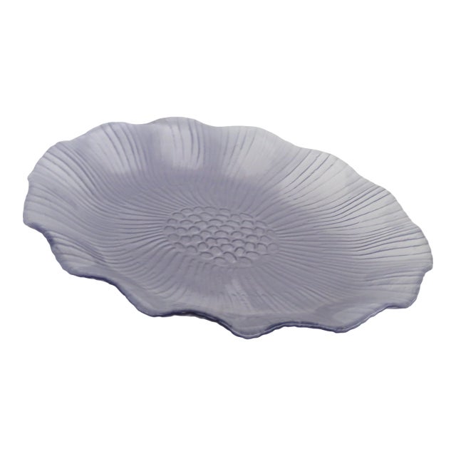 Vintage Mikasa Frosted Glass Plate 1980s Ruffled Lotus Lavender Dinnerware 4748b For Sale