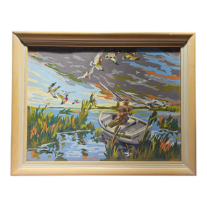 Vintage "Paint by Numbers" Hunting Scene - Framed
