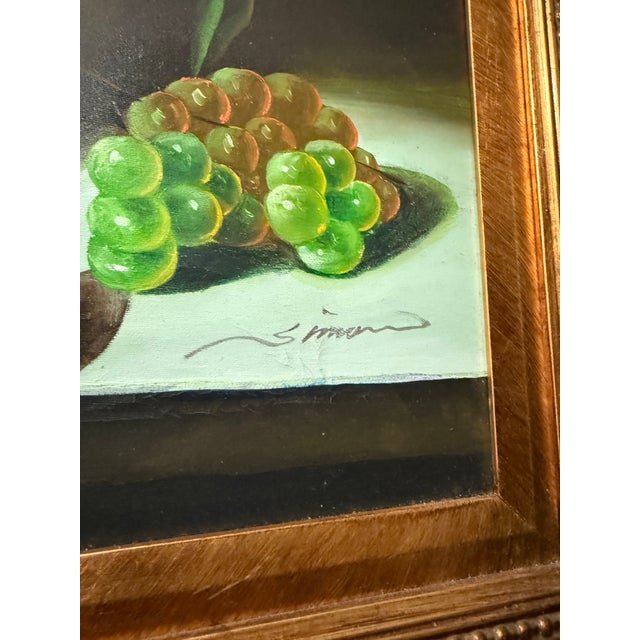 Oil Painting On Canvas Signed Fruit Basket Dining Room Gold Ornate Frame 28x31 A truly beautiful excellent condition well...