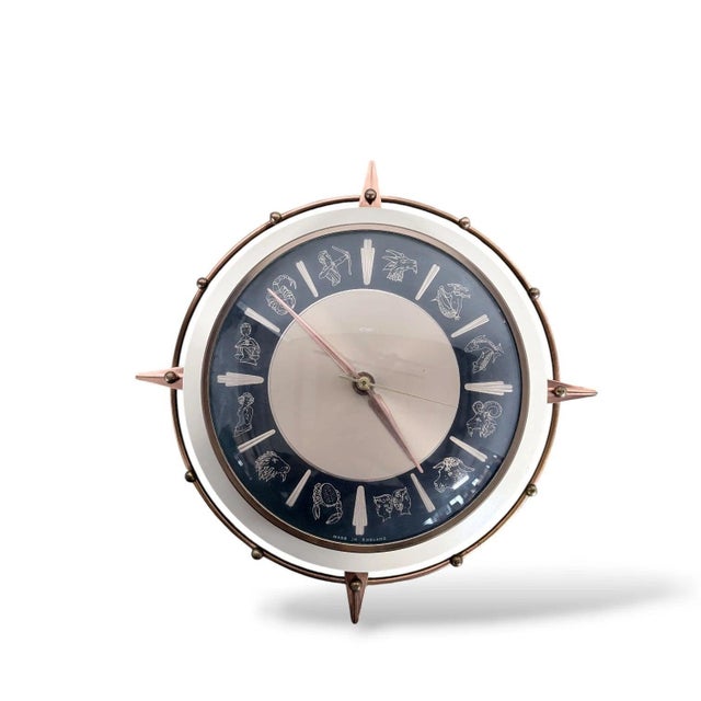 Mid-Century Copper Zodiac Wall Clock from Metamec, 1950s For Sale - Image 3 of 9