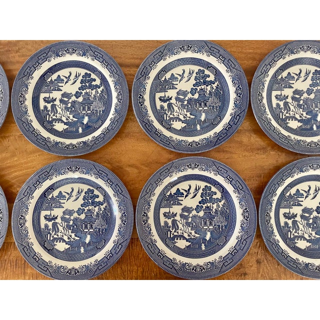 Vintage English Churchill Blue Willow Dinner Plates - Set of 10 | Chairish