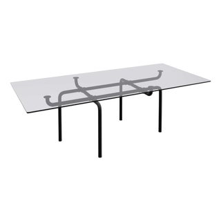 Edison Dining Table by Vico Magistretti for Cassina in Glass & Steel For Sale