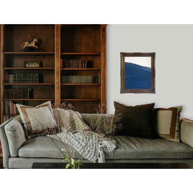 "Waves" Large Abstract Painting in Antique Frame, Large Seascape Ocean Painting Transitional Wall Art by JTS For Sale In Minneapolis - Image 6 of 9
