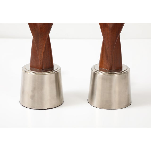 Brown 1960's Mid-Century Modern Chrome and Walnut Table Lamps by Laurel For Sale - Image 8 of 10