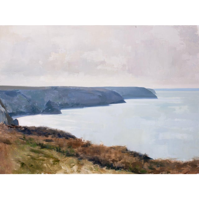 "Distant Reflected Light at Porthtowan" is an oil on panel painting by Jon Doran, completed in 2026. The painting looks...