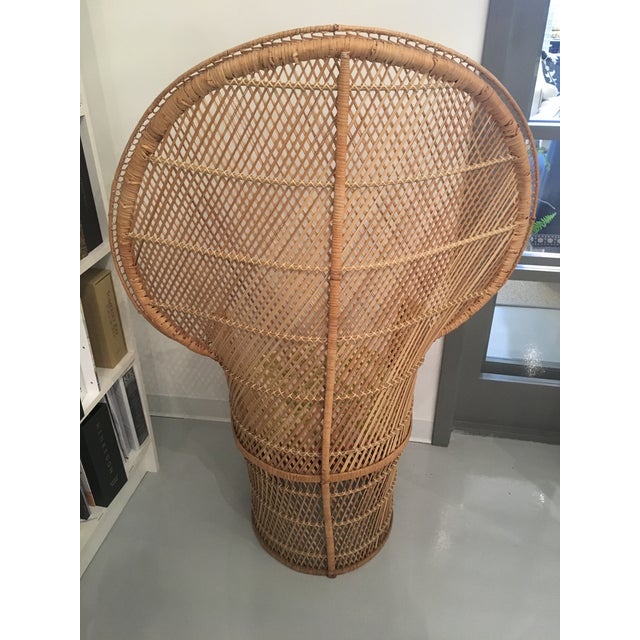 Vintage High Back Peacock Wicker Chair | Chairish